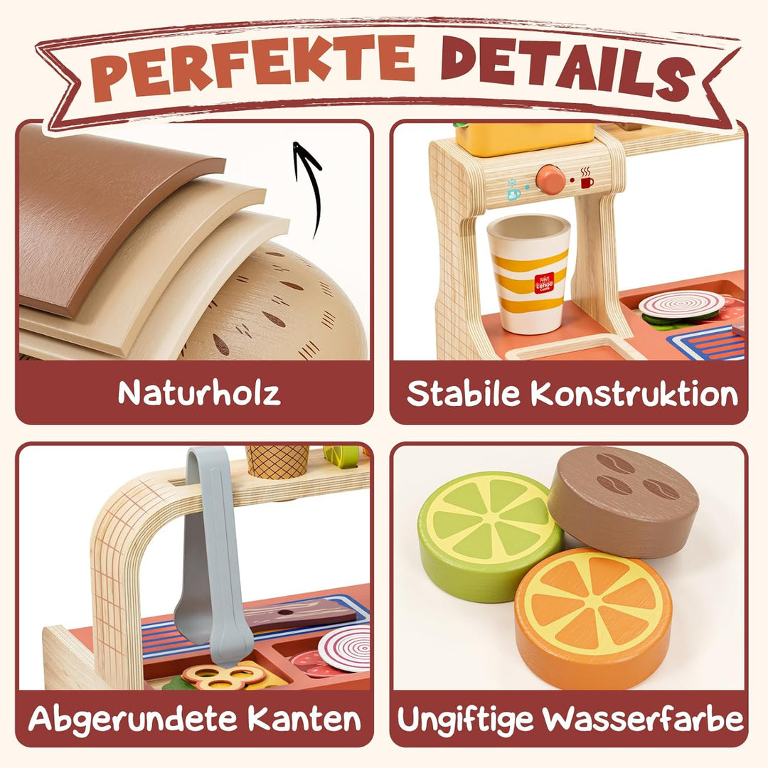 Lehoo Castle Kinderküche Zubehör, kaufladen Zubehör Holz, Kaufmannsladen Zubehör, Spielen Sie Hambur