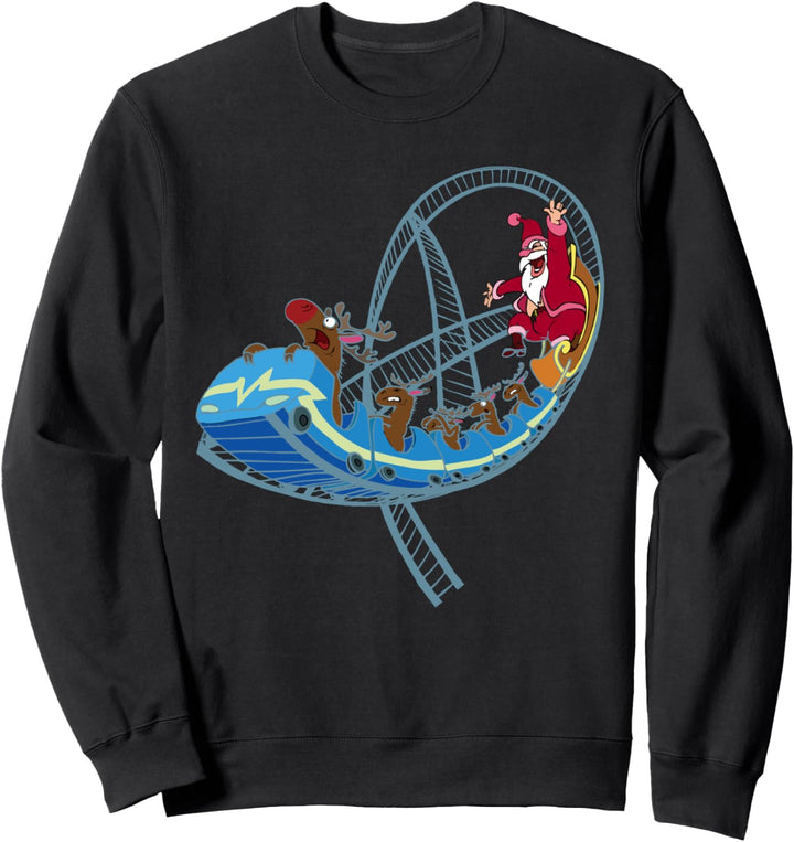 Lustige Weihnachten Achterbahn Vergnügungspark Weihnachtsman Sweatshirt