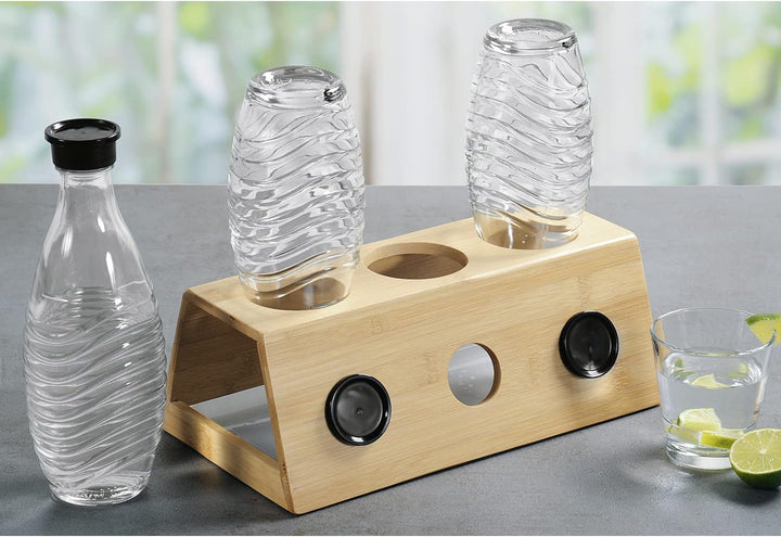 Kesper Flaschenhalter für 3 Flaschen aus Bambus in der Farbe Natur, Masse: 32cm x 17,5cm x 12cm, 586
