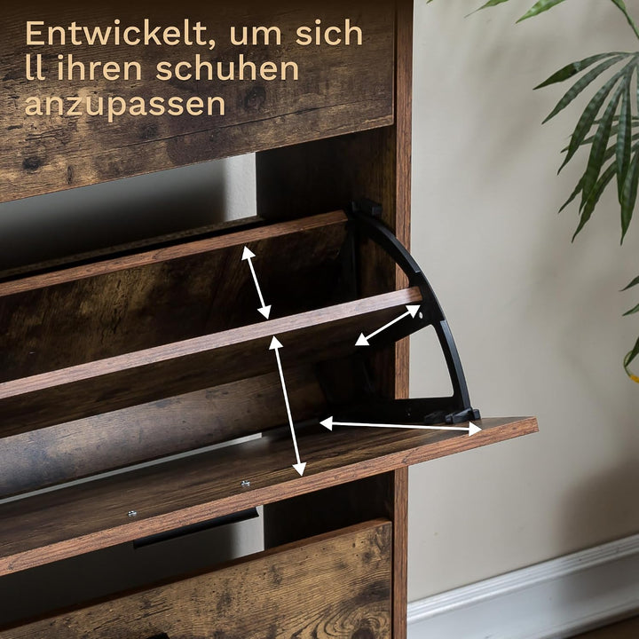 CATAVANA Schuhschrank Schmal - 3 Fächer für 18 Paar - Schuhregal Geschlossen - Platzsparend &amp; Modern