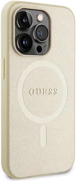 GUESS GUHMP15LPSAHMCB Hülle für iPhone 15 Pro 6.1" golden hardcase Saffiano