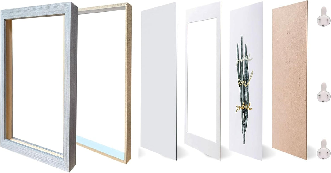 Houstimi Bilderrahmen 20x20cm Grauer Objektrahmen 3 Pack rahmen aus Massivholz und Echtglas für Obje