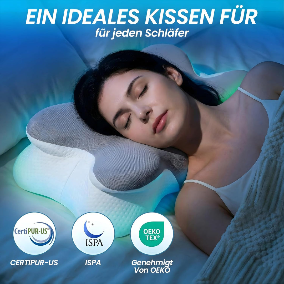 Nackenkissen Memory Foam 65x38cm, Ergonomisches Kopfkissen für Nackenschmerzen, Orthopädisches Schme