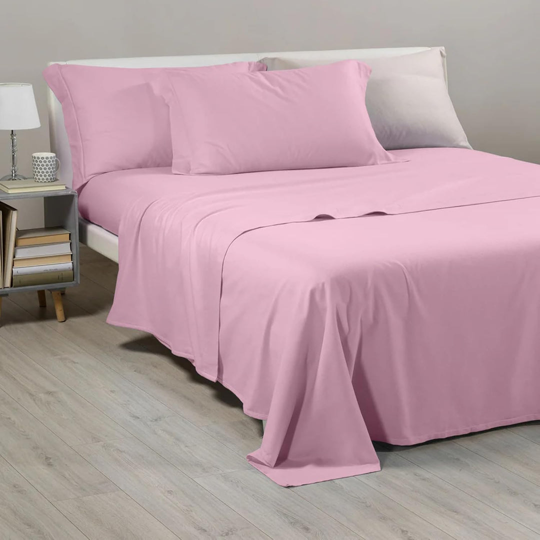 Caleffi - Bettwäsche einfarbig Flanell einfarbig für Einzelbett Rosa, Einzelbett Rosa