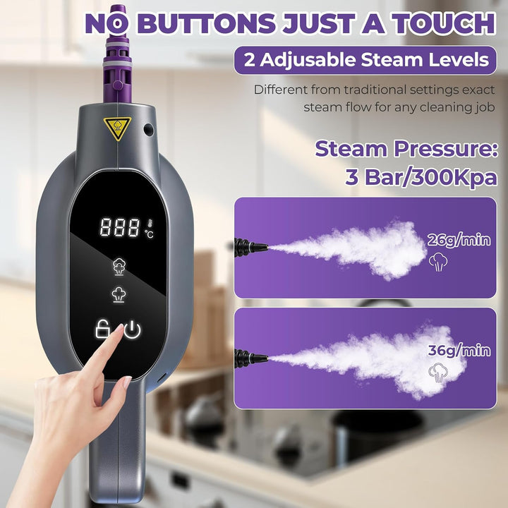 1350W Dampfreiniger Handgerät 15-Sekunden-Aufheizung 125℃ Tragbarer Dampfreiniger für Zuhause mit 40