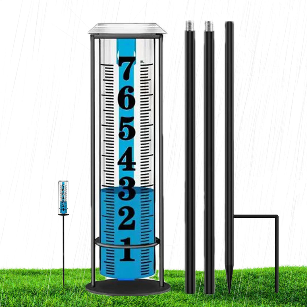 Rain Measure Gauge, Water Gauge Stake Collection, Accurate Rainwater Measuring Meter for Terraces, D