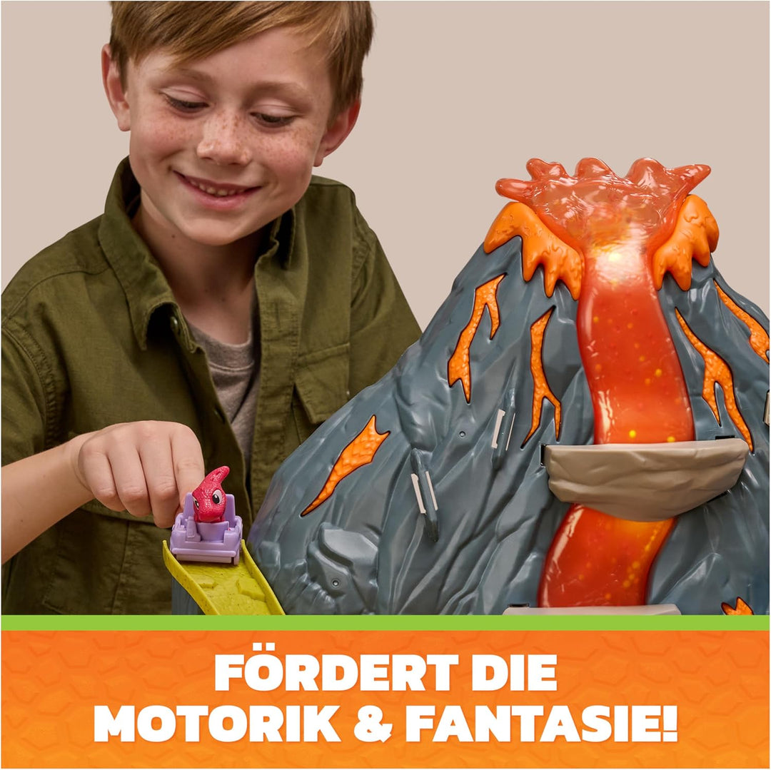 PAW PATROL: Der Dino Film, Super-Lava-Blast Vulkan-Spielset, 360 Grad bespielpares Set mit Marshall-