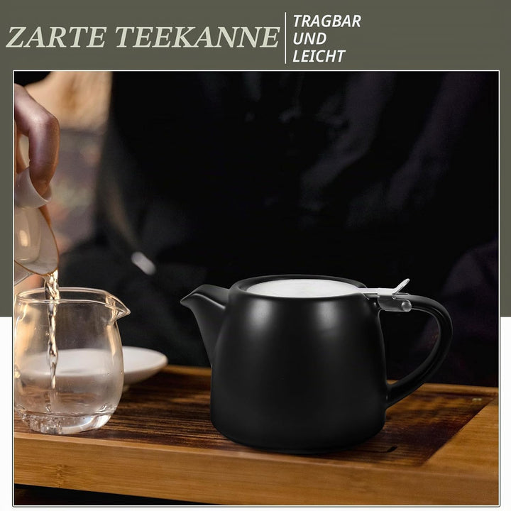VILLCASE Keramik-Teekanne Mit Edelstahl-Teesieben 500 Ml Kleiner Keramik-Teekessel Für Lose Teeblätt