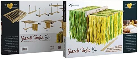 MAAJ XL NUDELTROCKNER SET + STAB NUDELSTÄNDER BUCHENHOLZ KOMPAKT FALTBAR/DOPPELSEITIG - MADE IN ITAL