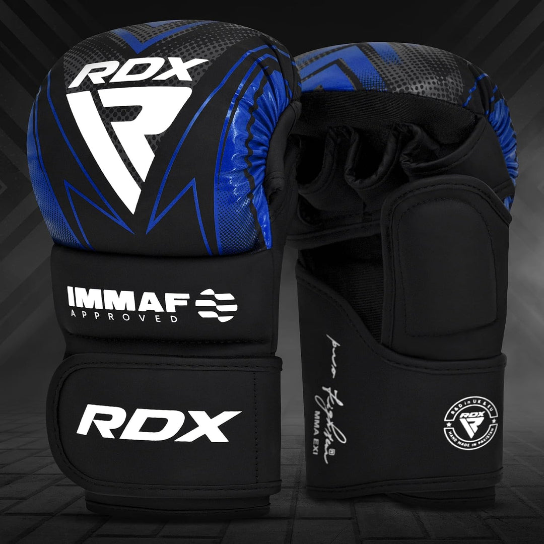 RDX IMMAF Sparring Grappling Handschuhe, belüftete offene Handfläche, Verstellbare Handgelenkriemen