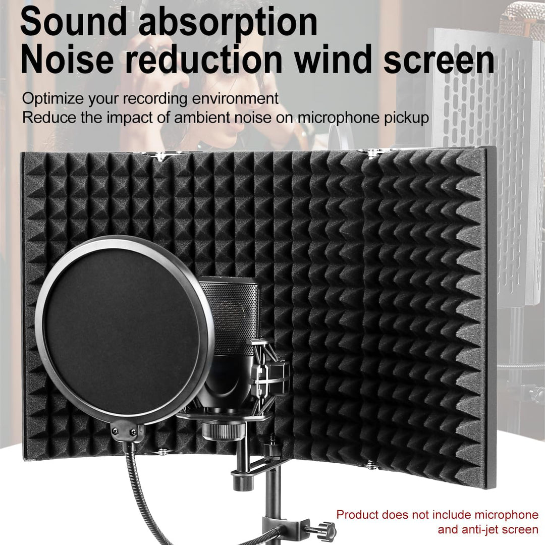 Depusheng Mikrofon Isolation Schallschutz 3 Panel Pop Filter Schallabsorbierend Mikrofonisolationssc
