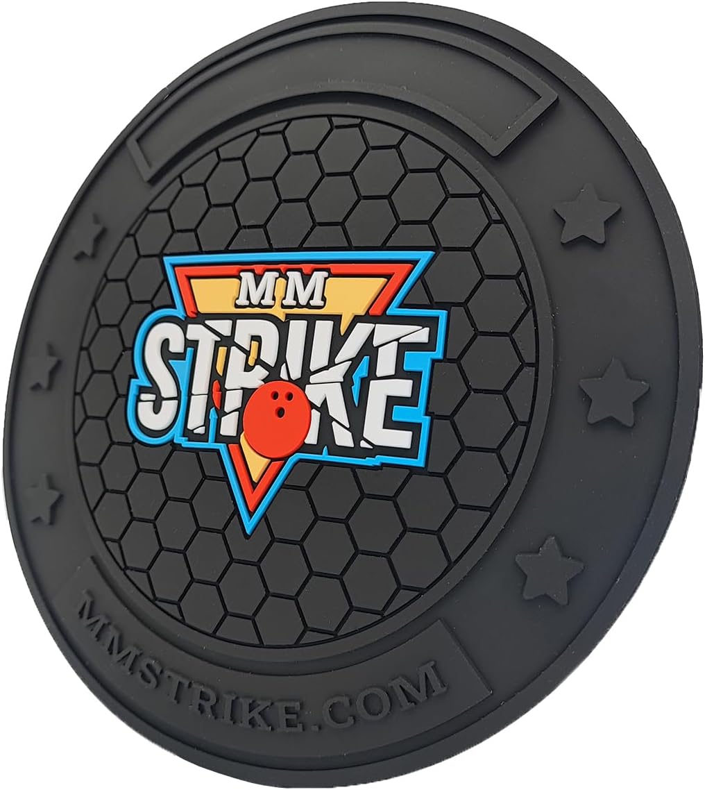 MMSTRIKE 2x Bowling Shammy Leather Pad+Black GripFlex Rubber Base Disc-Hook &amp; Loop System.Oil Remova