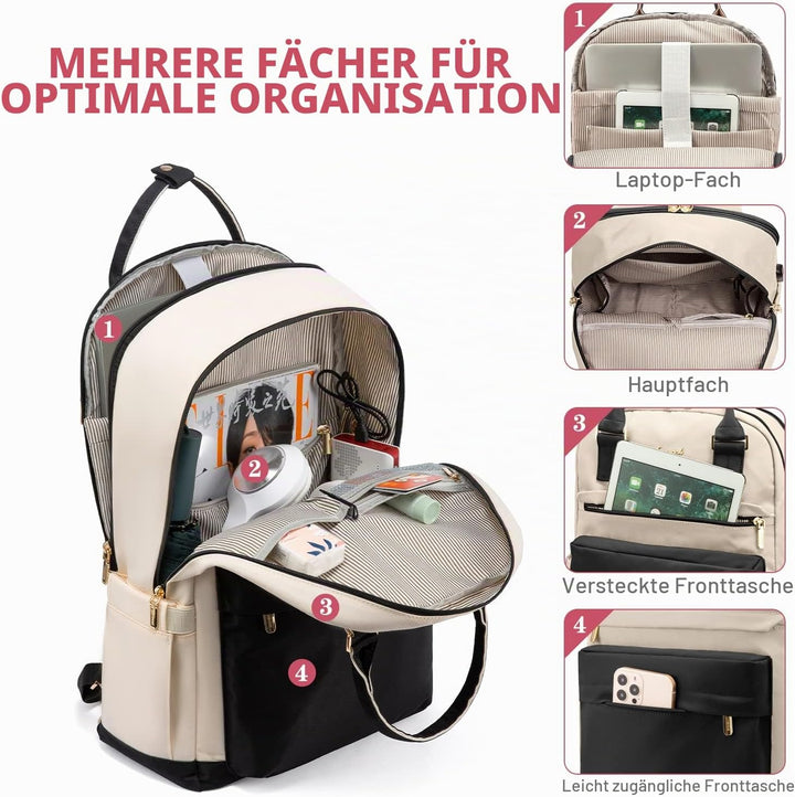 LOVEVOOK 17 Zoll Laptop Rucksack Schulrucksack Mädchen Teenager Rucksack Damen mit Laptopfach, Wasse