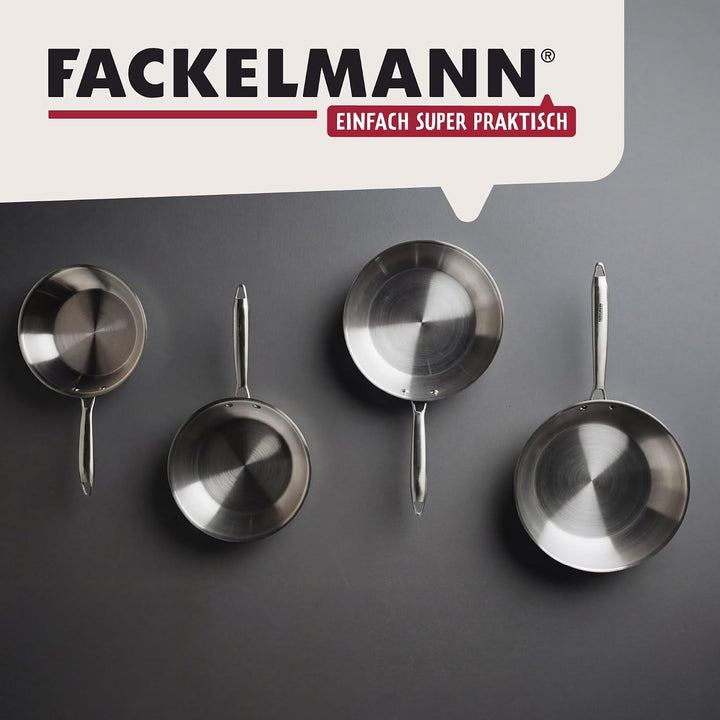 Fackelmann VITA3 Bratpfanne Ø 20 cm – Edelstahlpfanne mit ergonomischem Griff, für Induktion, Gas, E