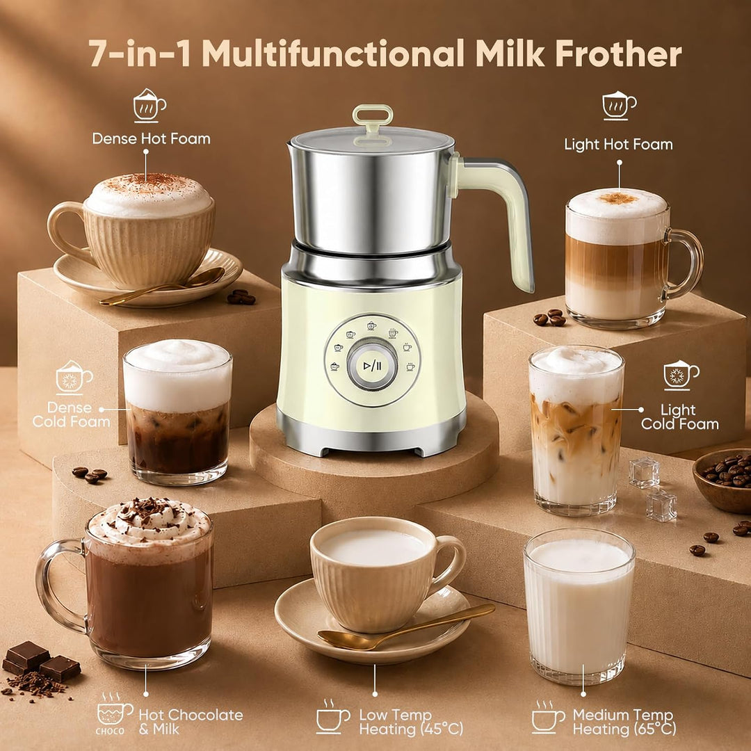 Elektrischer Milchaufschäumer, 7‑in‑1, 1,2L Automatischer Milchwärmer