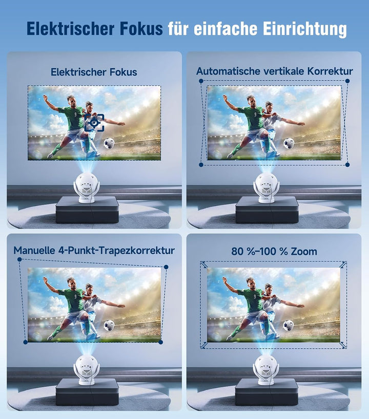 Mini Beamer, Magcubic Smart Projektor 4K Unterstützt, 1080P Native 400 ANSI weiss, weiss