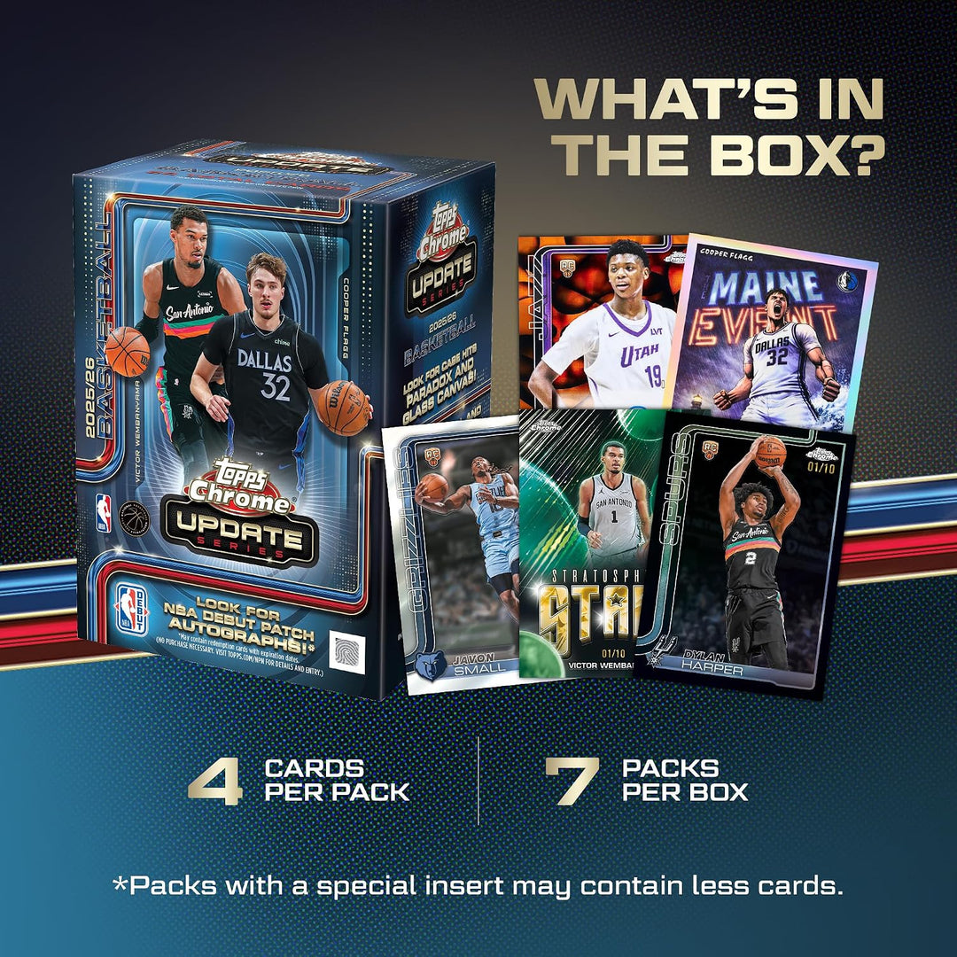 2025-26 Topps Chrome-Updates Basketball – werksseitig versiegelt – Vorteilsbox