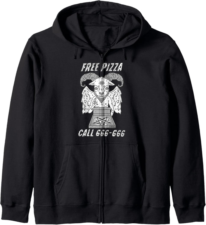 Free Pizza Call Satan Occult Antichrist Demonic 666 Devil Kapuzenjacke