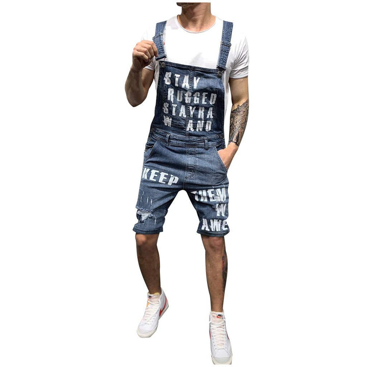 Ansenesna Latzhose Herren Jeans Zerrissen Löcher Kurz Jumpsuit Männer Sommer Destroyed Risse Ripped