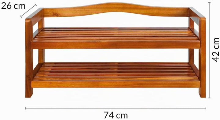 Casaria® 2X Schuhregal mit 2 Ebenen 75x26x42cm FSC®-Zertifiziert Akazien Holz Massiv Bad Diele Flur