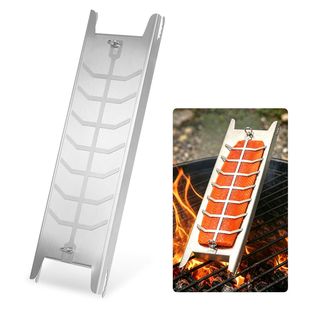 Flammlachsbrett Edelstahl für Feuerschale,5-stufig 180°drehbar 1er Set, 1er Set