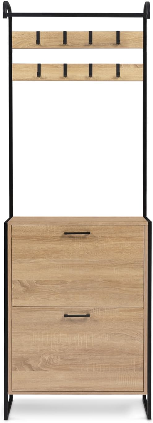 IDMarket - Eingangsgarderobe LUIS Schuhmöbel 2 Türen Industriedesign