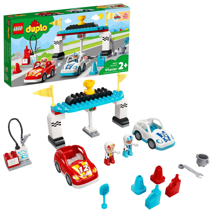 Lego DUPLO Town Race Cars 10947 Cool Car-Race Building Toy; Imaginative, Developmental Playset for T
