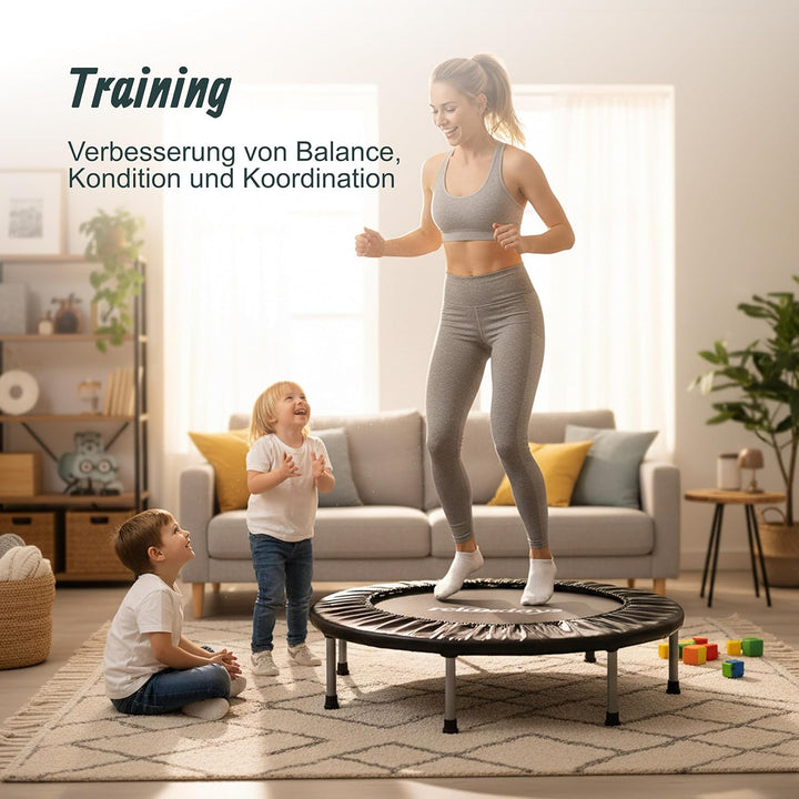 Relaxdays Indoor Trampolin, Ø 95 cm, faltbares Minitrampolin bis 100 kg, Sport &amp; Gymnastik, Fitnesst