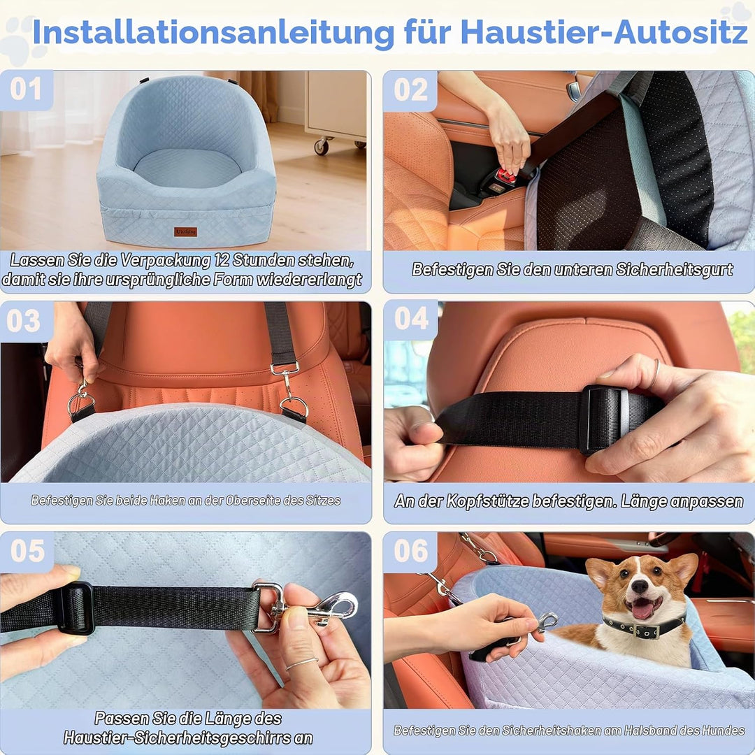 Vivifying Hunde Autositz für kleine bis mittlere Hunde, Waschbarer Hundesitz Auto mit Sicherheitslei