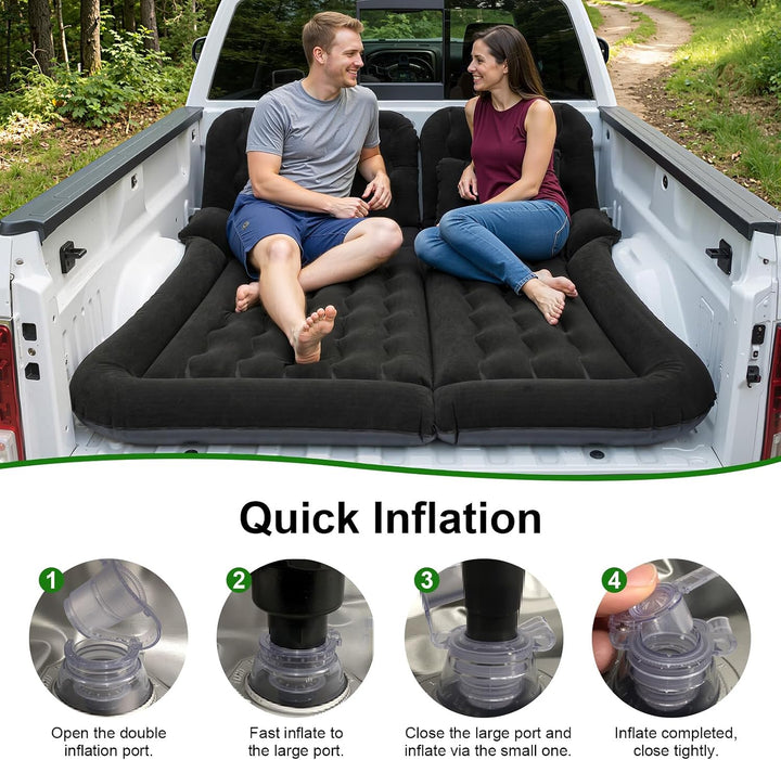 Auto Luftbett Luftmatratze Rücksitz Aufblasbares Kissen &amp; Pumpe, Tragbare Doppelbett Luftmatratze, A
