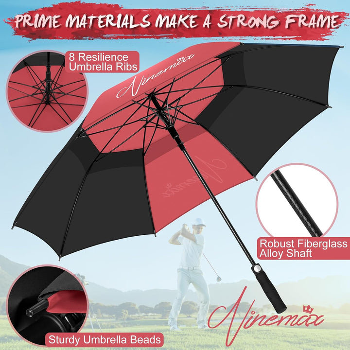 NINEMAX Golfschirm Gross 62/68 Inch Golf Regenschirm Sturmfest Automatik Öffnen Golf Regenschirm Dop