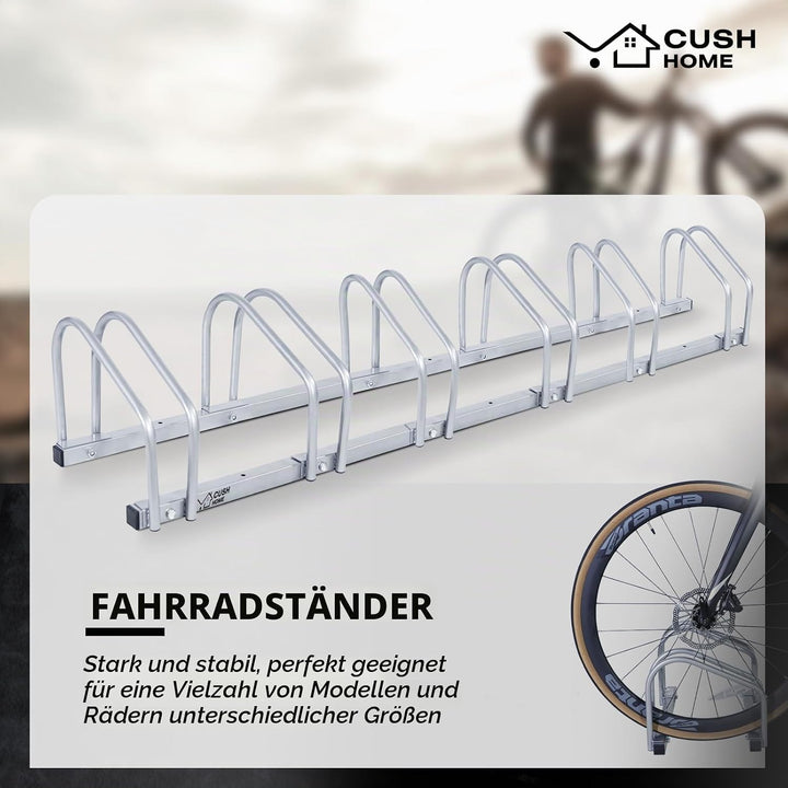 CCLIFE Fahrradständer Boden für 6 Fahrräder mit Reifenbreiten bis 55 mm Eisen Fahrradhalter 160 x 32