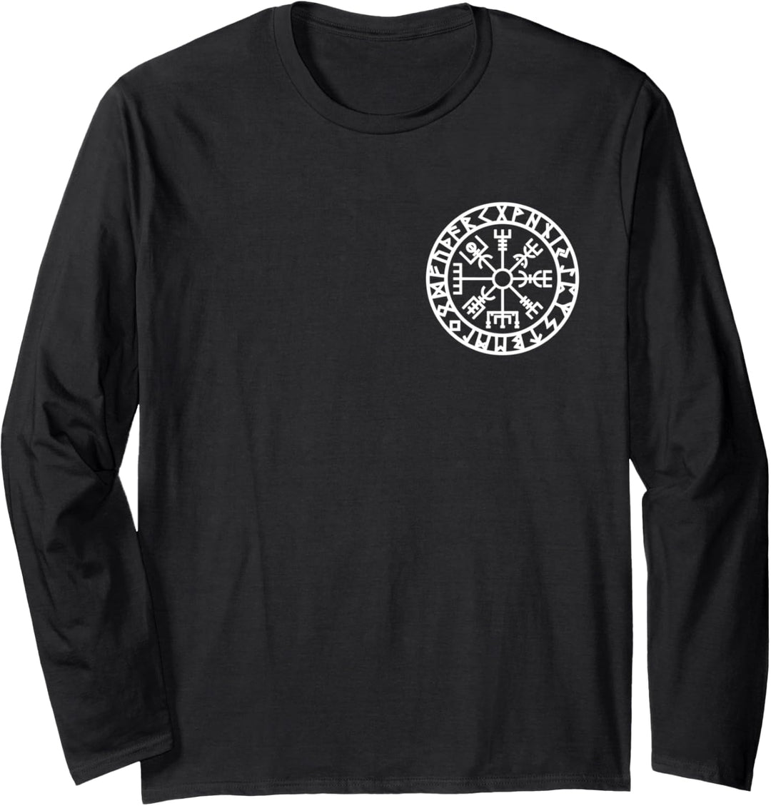 Vegvisir Wikinger Kompass Rune Schutz Symbol Kelten Nordisch Langarmshirt