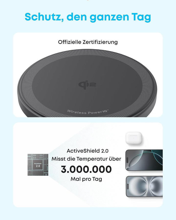 Anker Zolo 15W Magnetisches kabelloses Ladepad 2er-Pack, Qi2-zertifiziert Schwarz*2 2 pack, Schwarz*