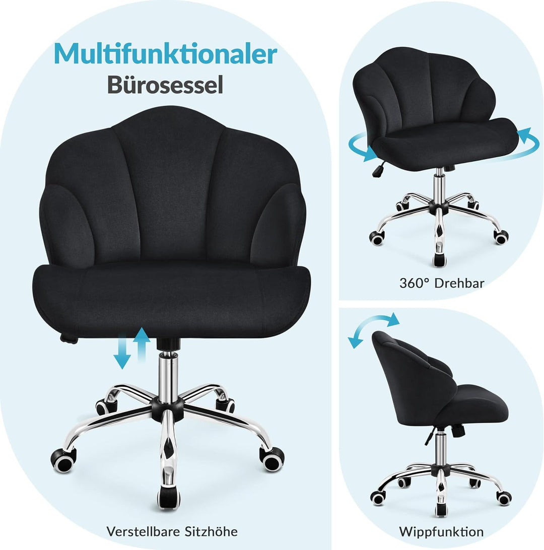 Yaheetech Homeoffice Stuhl, Schminkstuhl, Schreibtischstuhl höhenverstellbar Drehstuhl, Bürosessel i