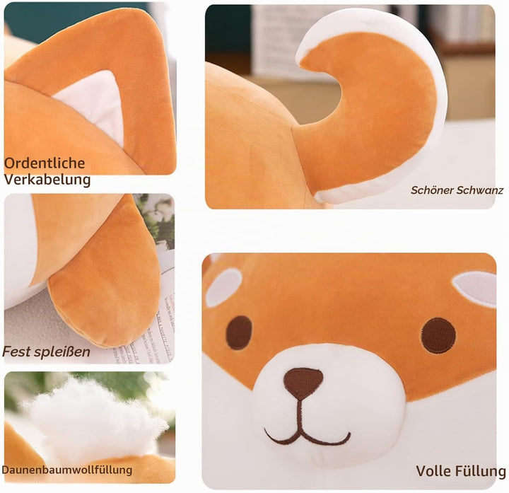 Aiuidun Shiba Inu Plüschtier Süsser Corgi Stofftier Hund Plüschkissen,Shiba Inu Kuscheltier Umarmung