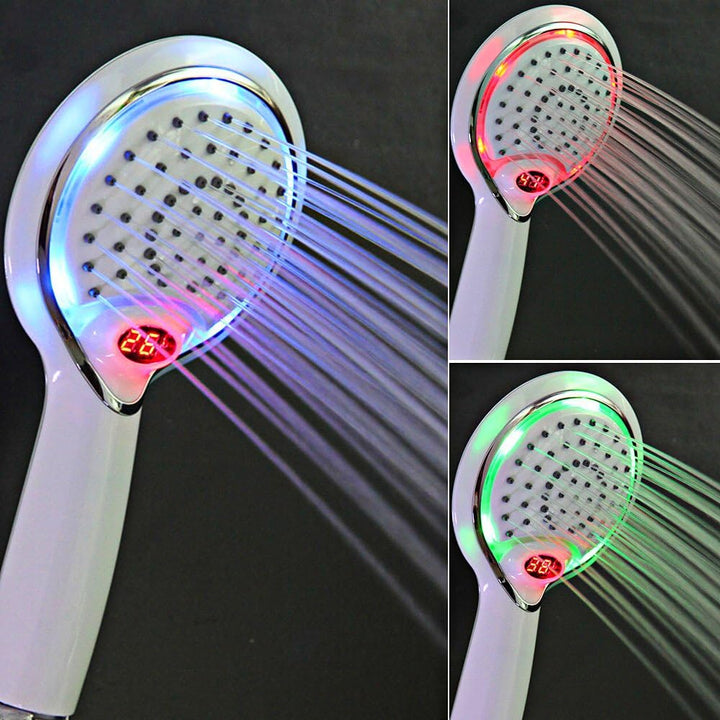 GuDoQi LED Duschkopf mit 3 Farben Farbwechsel Temperaturregelung