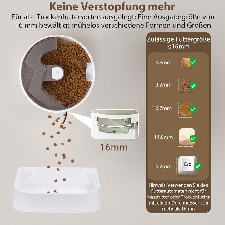 Futterautomat Katze 3.5L,Automatischer Futterspender mit 2.4G WiFi Timer für Trockenfutter,1-6 Mahlz