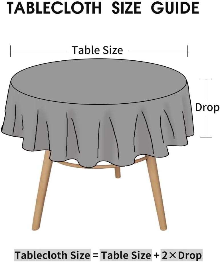 Hiasan Dunkelblau Wasserabweisend Tischdecke aus Polyester,Rund120cm,Anti-Falten Tischtuch,geeignet
