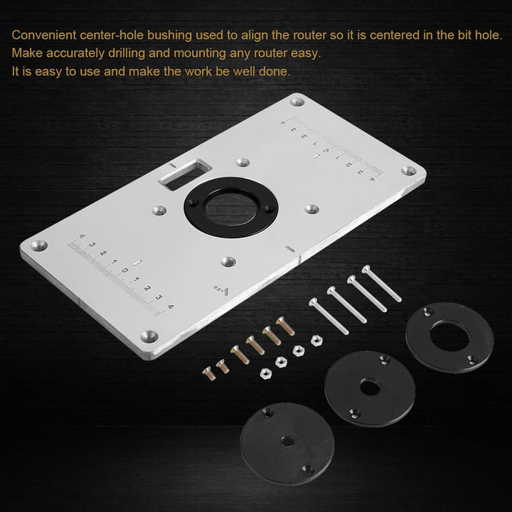 Omabeta Router Table Insert Plate Set Aluminium Board Trimmmaschine Flip Board mit 4 Ringen und Schr