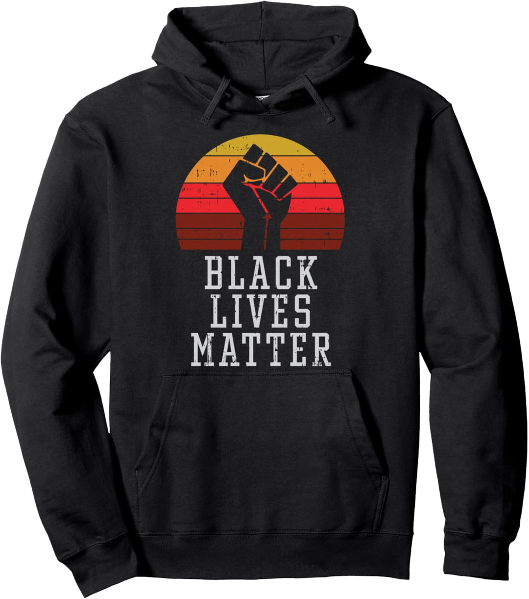 Black Lives Matter Raised Fist Retro Black History Pride BLM Pullover Hoodie
