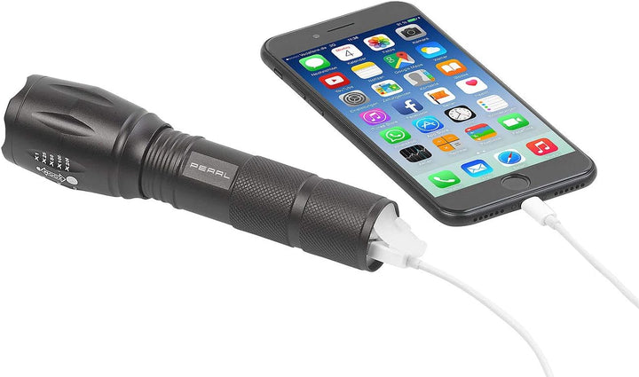 Akku Taschenlampe: 2in1-LED-Taschenlampe und Powerbank, 260 lm, 10 W, 1.200 mAh, 2er-Set (aufladbare