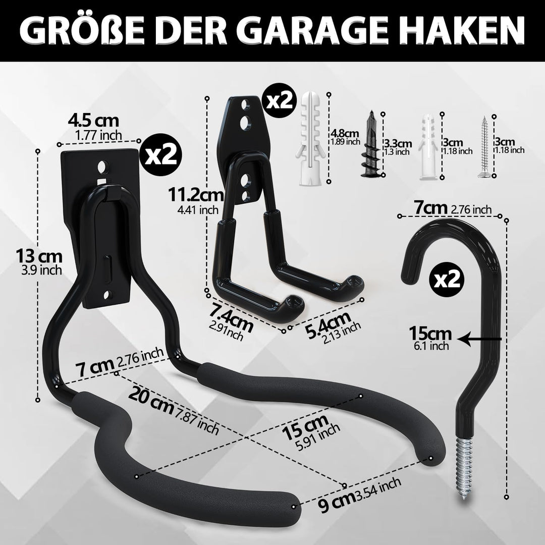 3-H 6 Stück Wandhaken Garage Wandhalterung Motorsense Halterung Wand, Rasentrimmer Aufhänger Schwerl