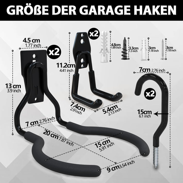 3-H 6 Stück Wandhaken Garage Wandhalterung Motorsense Halterung Wand, Rasentrimmer Aufhänger Schwerl