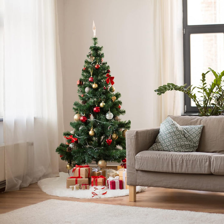 SALCAR Weihnachtsbaum Decke Weiss, 150cm Weihnachtsbaum Rock Plüsch Gross Weihnachtsbaumdecke Rund,