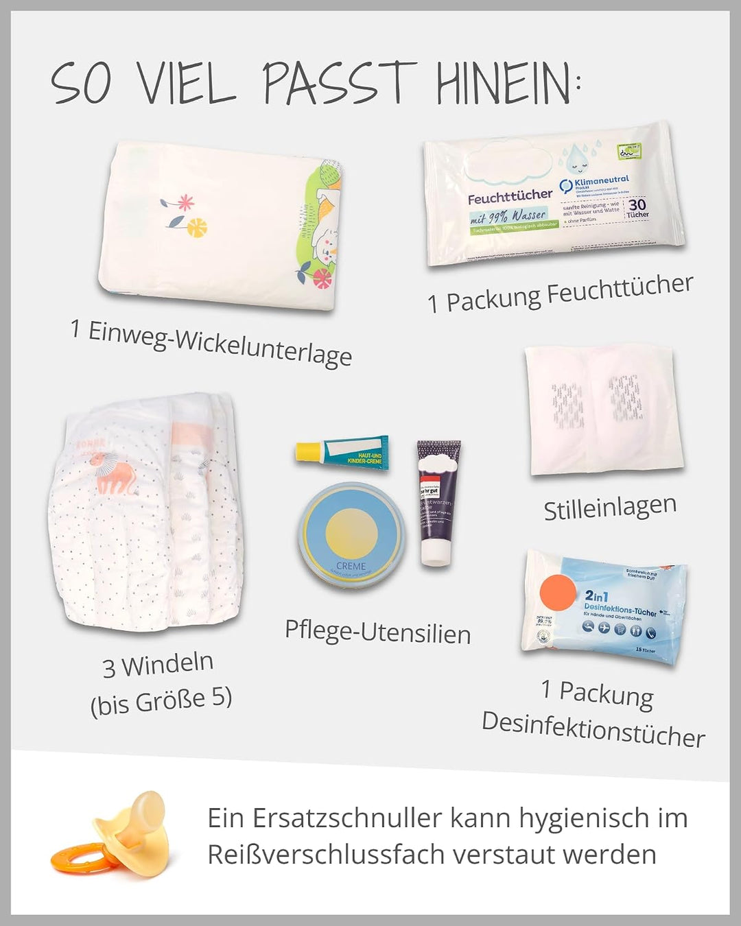 ULLENBOOM Windeltasche für unterwegs, Salbeigrün Regenwald, Made in EU - Wickeltasche für bis zu 3 W