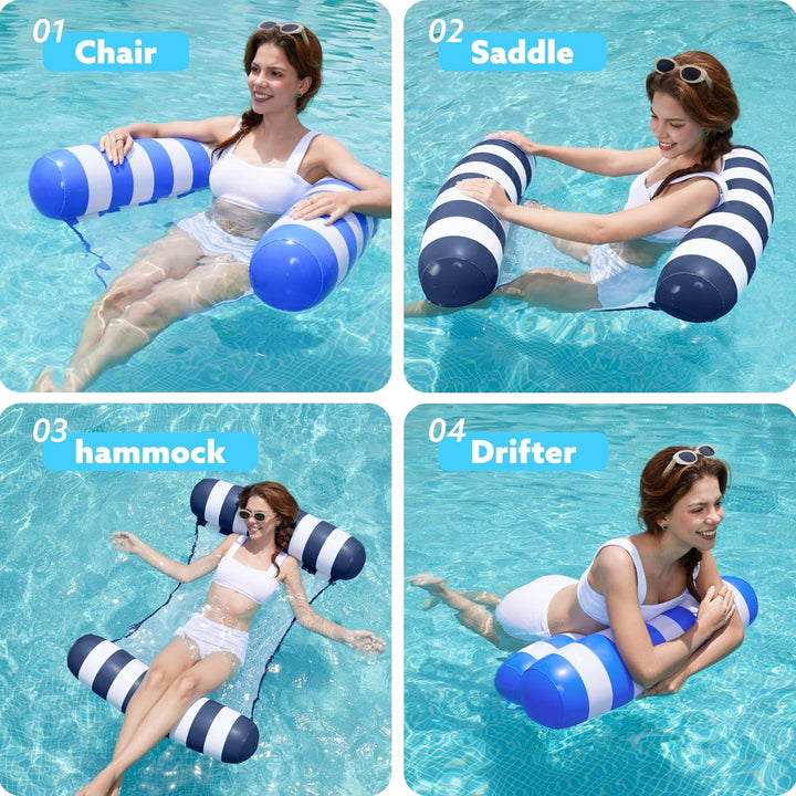 Sloosh 2 Packungen Hängematte Pool Floats Erwachsene, 4 in 1 Mehrzweck Aufblasbare Pool Floats PVC W