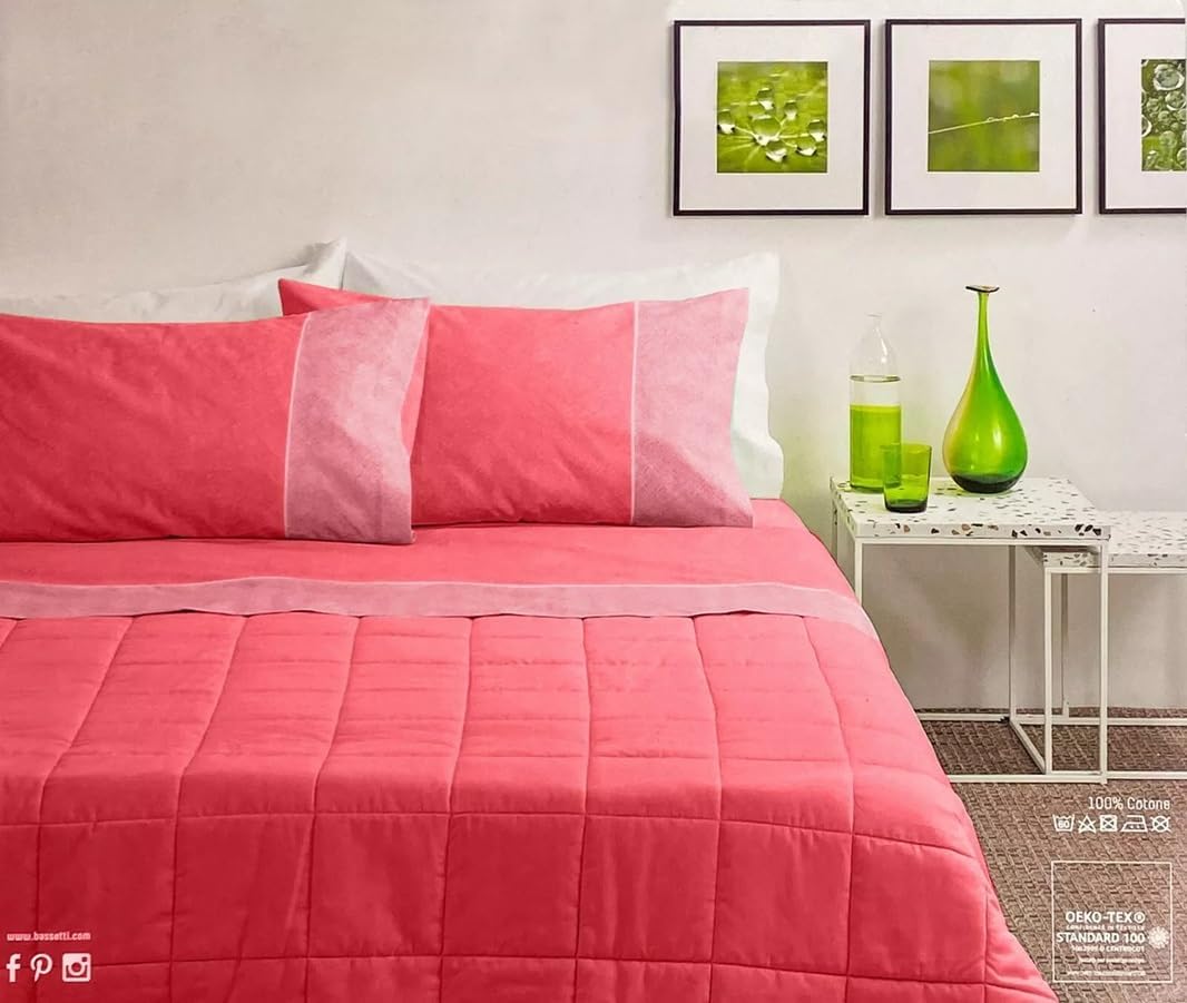 Bassetti Bettwäsche-Set für Doppelbett, 100 % Baumwolle, Oberlaken 240 x 280 cm, Spannbettlaken 175