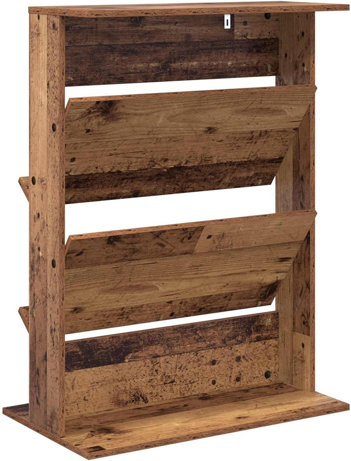 Magazinregal mit Regal aus Altholz Holzwerkstoff 70 x 41 x 96 cm freistehend mit 2 Regalen für Wohnz