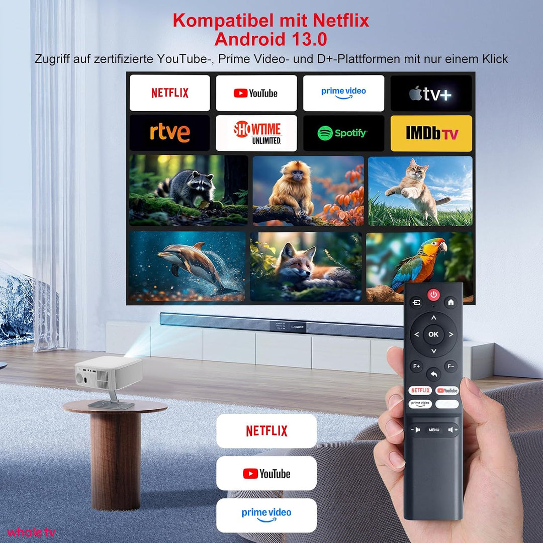 Salange Beamer,Kompatibel mit Netflix,Native 1080P Projektor Unterstützt 4K,mit WiFi und Bluetooth 5